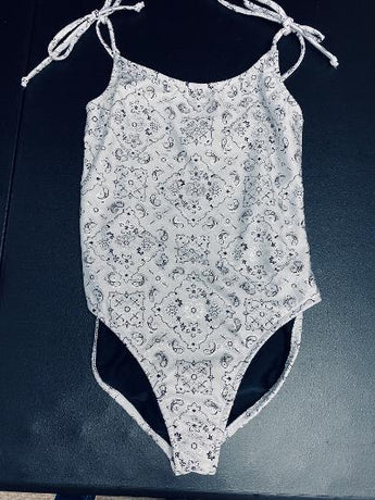 White Bandana Tie Bow Tanksuit