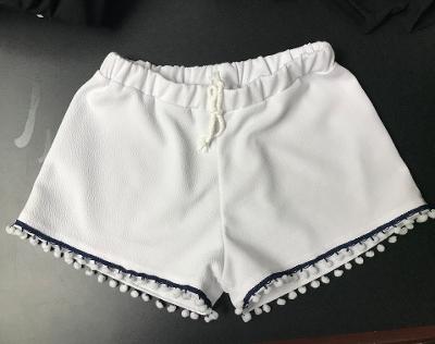 White Texture Shorts/Pom Poms