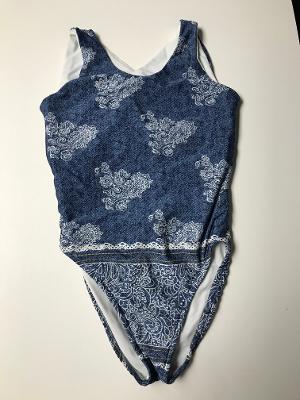 Denim Lace Criss Cross Back Tanksuit